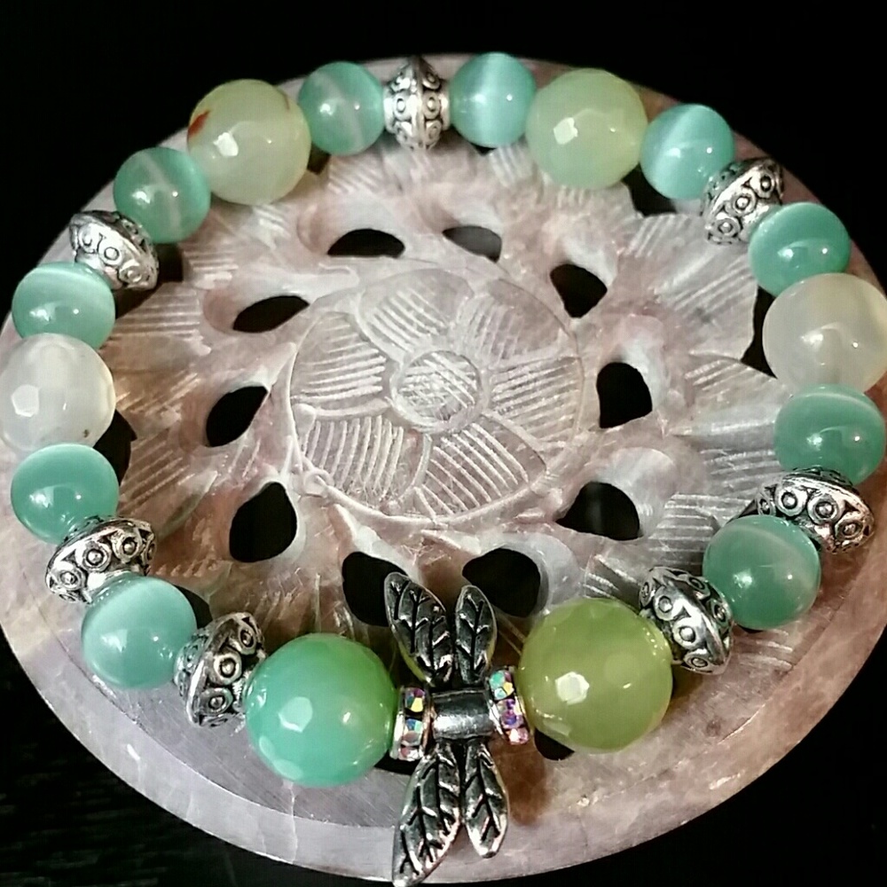 Last One -Beautiful Natual Green Agate Bracelet